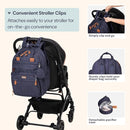 BabbleRoo Extra Large Diaper Bag Backpack, Expandable Baby Bag with Up to 50% More Capacity - Travel Essentials Baby Bag Tote with Changing Pad, Stroller Straps & Pacifier Case - Unisex, Denim Blue by TinyTreasures Baby Boutique