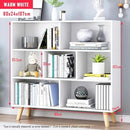 IOTXY Wooden Open Shelf Bookcase - 3-Tier Floorstanding Display Cabinet Rack with Legs, 7 Cubes Free Standing Bookshelf, Warm White by CozyNest Decor