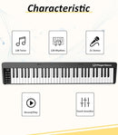 Finger Dance 61 Key Folding Piano Keyboard, Upgrand Imitation Wood Texture Keyboard Portable Piano, Bluetooth & MIDI, Foldable Keyboard Piano for Beginner - Deep Black by TinyTreasures Baby Boutique
