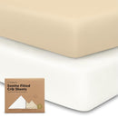 KeaBabies 2-Pack Organic Crib Sheets for Boys, Girls - 52x28 Fitted Crib Mattress Sheet Neutral, Breathable Jersey Cotton Cover for Baby Bed, Toddler Mattress, Soft & Cute Prints (Khaki) by TinyTreasures Baby Boutique