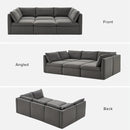 mopio Oversized Modular Sectional Sofa with Fully Removable Covers and Storage, Convertible U, L-Shaped and Sleeper Sectional, Modern Couches with Ottoman Chaise (Stone Gray Fabric, 6 Seats, Sleeper) by CozyNest Decor