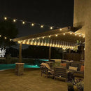 Novelty Lights 100 Feet G40 LED Patio String Lights with 67 Bulbs, Warm White, Weather Resistant and Shatterproof Replaceable Plastic Globe Bulbs, White Wire by GreenHaven Gardens