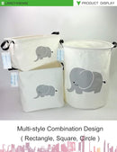 LANGYASHAN Rectangular Storage Bin Collapse Canvas Fabric Cartoon Storage Basket with Handles for Organizing Home Kitchen Boys and Girls Toys Office Closet Shelf Baskets (REC Elephant) by TinyTreasures Baby Boutique