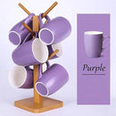 Coffee Mugs Set of 6, 12oz Ceramic Coffee Mugs with Handle, Matte Porcelain Purple Coffee Mug for Latte, Tea, Cocoa, Cappuccino, Cups for Women Men for Home Restaurant Mug (Purple) by CozyNest Decor