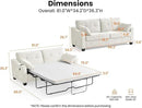 CHIC HOUSE Pull Out Sofa Bed, Full Size Sleeper Sofa, 2-in-1 Convertible Chenille Couch with USB Charging, Memory Form Corduroy Couch for Living Room, Apartment & Small Space (Beige, Chenille - Queen) by CozyNest Decor