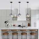 KCO Lighting Mercury Glass Pendant Light Fixtures Mid Century Modern Silver Kitchen Island Pendant Lights Ceiling Hanging Black Large Globe Pendant Light for Living Room Dining Room by CozyNest Decor