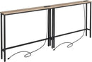 ELYKEN 2 Pack 5.9" Narrow Console Sofa Table with Power Outlets, 5.9" Dx39.4 Wx31.1 H Long Couch Table with Metal Frame and Charge Station with 6.5’ Extension Cord, White Oak by CozyNest Decor