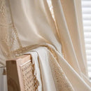 Sutuo Home Boho Curtain Crochet Lace Patchwork Semi-Blackout Bohemian Handmade Tassels, Rod Pocket Window Treatment Vintage Rustic Farmhouse Drapes for Bedroom, 1 Panel 59" W x 96" L, Beige by CozyNest Decor