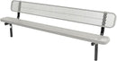Coated Outdoor Furniture Heavy-Duty Outdoor Bench Thermoplastic Coated, Expanded Metal, Commercial-Grade Seating, Made in America (Inground with Back, 8 Ft, Textured Grey) by GreenHaven Gardens