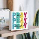 Office Decor for Women Christian Gifts Desk Bedroom Bible Verse Wall Art Inspirational Wooden Box - Pray on It Over It Through It by CozyNest Decor