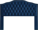 24KF Upholstered Button Tufted Queen Headboard with Nailhead Trim, Soft Velvet Fabric Headboard Queen/Full WM-6031-Q-NAVY by CozyNest Decor