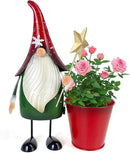 HONGLAND Outdoor Decorations Metal Gnome Yard Art Garden Gnomes Statue 13 Inch Santa Figurine, Succulent Flower Pot, Fun Metal Planter by GreenHaven Gardens