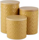 DII Kitchen Accessories Collection, Textured Matte Ceramic Canister Set, Honey Gold, Vine, 3 Piece by CozyNest Decor