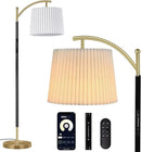 Floor Lamp, LED Floor Lamp with APP & Remote & Touch Control, Stepless Color Temperatures and Brightness, Tall Standing Lamp with Pleated Lampshade for Living Room, Bedroom, Office(Black Gold) by CozyNest Decor
