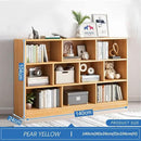 IOTXY Open Shelf Low Bookcase - Wooden 3-Tier Floor Standing Display Cabinet Organizer with Base, 10 Cubes Short Horizontal Bookshelf in Pear Yellow by CozyNest Decor