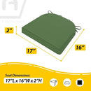 AAAAAcessories Outdoor Seat Cushions for Chairs, Waterproof, Fade-Resistant Patio Furniture Replacement Cushions, 17" x 16" x 2", Set of 2, Dark Moss by GreenHaven Gardens