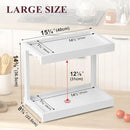MARTY 2 Tier 15.75"x8.9" Large Countertop Shelf Organizer Spice Rack, Coffee Station Organizer for Mugs Cups, Wooden Shelf Desktop Storage Organizer for Kitchen Bathroom Home Office (White) by CozyNest Decor