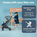 Inglesina Quid³ Stroller, Galaxy Gray - Compact Reclining Travel Stroller for Baby & Toddler 0-55 lbs, One Hand fold, Car seat Compatible, Airplane Overhead, Lightweight, Foldable, XL UPF 50+ Canopy by TinyTreasures Baby Boutique