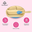 Abiie Octopod Bamboo Dish - Kids Plates for 4 months and up, 3-Compartment Baby Plates with Suction, Triangle Bamboo Baby Plate, Mess-Free Toddler Suction Plates, Baby Feeding Supplies, 8.3x1.9x7.7 in by TinyTreasures Baby Boutique