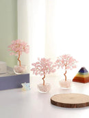 Jovivi Small Rose Quartz Crystal Tree, Natural Crystal Healing Stones Tree Glass Bowl Base Gemstone Money Trees Feng Shui Good Luck Home Desk Decor by GreenHaven Gardens