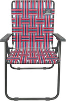 Retro Webbed Camping Chair - Lightweight, Foldable, Durable Steel Frame, 300lb Capacity, Vintage Red/Blue Stripes by Caddis Sports by GreenHaven Gardens