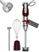 MegaWise Pro Titanium Reinforced 3-in-1 Immersion Corded Hand Blender, Powerful MOTOR with 80% Sharper Blades, 12-Speed Corded Blender, IncludingWhisk and Milk Frother (3-in 1 Red) by TinyTreasures Baby Boutique