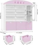 FOTOSOK Toy Organizers and Storage with Door, Playroom Organization, Bookshelf and Bookcase with 3 Drawers and 6 Mobile Bins, Toy Storage Organizer for Living Room by CozyNest Decor