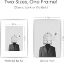 Homeforia A3 Picture Frame Silver, High End Metal 11.7 x 16.5 inch Poster Frames with Mat 8.3 by 11.7 for Photo, A3 Size Frames Matted to A4 Art, 11.7x16.5 Wall Hanging Frame, Tempered Glass, Set of 1 by CozyNest Decor