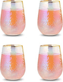 Festive Lustered Iridescent Stemless Wine - Set of 4