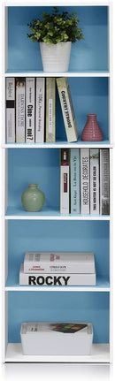 Furinno Luder Bookcase / Book / Storage , 5-Tier, White / Light Blue by TinyTreasures Baby Boutique