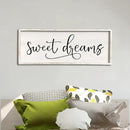 comurdyo Sweet Dreams Wall Decor Above Bed Sign 32" x 12" Master Bedroom Wooden Antique Framed Large Rustic Farmhouse Guest Room Beautiful Simple Hanging Plaque Over Bed Wall Art (White) by CozyNest Decor
