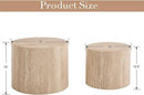 CIMOTA Round Wood Nesting Coffee Table Set of 2, Modern Circle Travertine End Side Table Sets for Living Room, Light Wooden Color/No Assembling by CozyNest Decor
