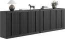 Fluted Buffet Cabinet with Storage, 120" Sideboard Buffet Storage Cabinet with 8 Doors & Adjustable Shelves, Coffee Bar Wood Credenza Cabinet for Kitchen, Dining Room, Living Room, Black(2PCS) by CozyNest Decor