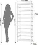 FOTOSOK 6-Tier Bamboo Shelf Set of 2, Bamboo Bookcase with Adjustable Shelves, Free Standing Storage Shelf Unit Plant Flower Stand, Tall Large White Bookshelf for Kitchen, Bathroom, Home Office, White by CozyNest Decor