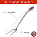 Grill Fork 24-inch Super Long for Grilling Barbecue Griddle and Fire Pit Extra Strong Curved Neck Premium Hardwood Handle Large Stainless Steel Tines for BBQ Outdoor Kitchen and Grilled Food by GreenHaven Gardens