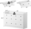 Cozy Castle Baby Dresser with 6 Drawers and Large Table Top, Multi-Functional Chest of Drawer, Drawer Dresser with Three-Sided High Rails for Nursery, Children's Room, Bedroom, White by TinyTreasures Baby Boutique