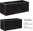 Metallic Heavy Long and Large Outdoor/Indoor Planter, Rectangular Trough Planter Box, 38”Lx15”Wx15”H, 40Pounds, Black with Hand Brushed Gold Edge, No Assemble and Seamless by GreenHaven Gardens