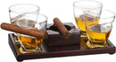 The Wine Savant Cigar Glasses Tray & Ash Tray, 4 Whiskey Cigar Glasses