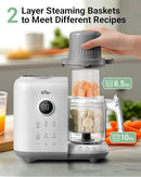 Bear Baby Food Maker with Two Layer Steam Baskets, Multifunction Baby Food Processor Steamer Puree Blender, Baby Food Mill with Bottle Warming Sterili-zing Auto Cleaning Function, BPA-Free, White by TinyTreasures Baby Boutique