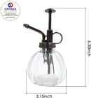 OFFIDIX Transparent Glass Watering Spray Bottle, 6.3 Inches Tall Vintage Style with Bronze Plastic Top Pump One Hand Plant Mister Glass Watering Can Indoor by GreenHaven Gardens