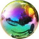 Rainbow Gazing Globe Mirror Ball in Stainless Steel, Shiny Hollow Sphere Sparkling Housewarming Outdoor Ornament (6 Inch) by CozyNest Decor