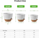 FaithLand 3-Pack Planter Pots, 10 9 8 Inch Self Watering Flower Pots for Indoor Outdoor Garden Plants, White with Brown by CozyNest Decor