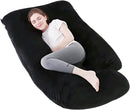 Pregnancy Pillow, Full Body Maternity Pillow 57 inch, with Removable Washable Cover - Sleep Support for Legs, Back, Neck, Shoulder, HIPS, Belly for Pregnent Women, Velvet (Coal-Black) by TinyTreasures Baby Boutique