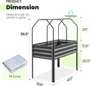 KING BIRD Large Raised Garden Bed with Cover Galvanized Elevated Planter Box with Legs 48×24×56 in for Backyard, Patio, Balcony, 400lb Capacity, Dark Grey by GreenHaven Gardens