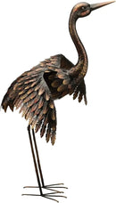 Regal Art & Gift Outdoor Garden Décor, Unique Bird Sculpture, Rustic Metal Bird Statues, Garden Ornaments, Bird Figurine for Lawn, Decorative Sculpture, Crane, Multi, Wings Down, 42" Height by CozyNest Decor