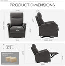 COLAMY Swivel Recliner Chair with Footrest, Strong Glide Chair High Back with Double-Layer Cushion, Rocker Recliner for Nursery & Living Room, Bedroom, Charcoal by TinyTreasures Baby Boutique