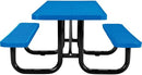Global Industrial 8'L Rectangular Picnic Table, ADA Compliant, Expanded Metal, Blue Thermoplastic Coating, Attached Benches, 1-1/2” Umbrella Pole Hole, Outdoor-Rated by GreenHaven Gardens
