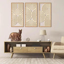 IARTTOP Large Boho Wood Wall Art Set of 3 Framed Wooden Mid-century Modern Wall Decor Minimalist Modern Abstract Geometric Decor for Living Room Bedroom Office-16x32 Inch by CozyNest Decor