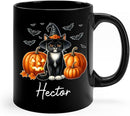 Custom Tuxedo Halloween Coffee Mugs with Name, Personalized Tuxedo with Pumpkins Ceramic Cups, Cat Wearing Witch Hat Black Mug, Cat Halloween Cup 11oz 15oz, Gift for Men Women Pet Lover by TinyTreasures Baby Boutique