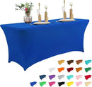 IVAPUPU 4FT Table Cloth for Rectangular Fitted Events Stretch Royal Blue Table Covers Washable Cover Spandex Tablecloth Protector for Party, Wedding, Cocktail, Banquet, Festival by CozyNest Decor